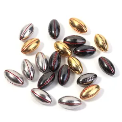 2pcs/lot 10x17mm Copper Rugby Beads Metal Loose Spacer Beads For Jewelry Making DIY Sports Style Bracelet Necklace Accessories