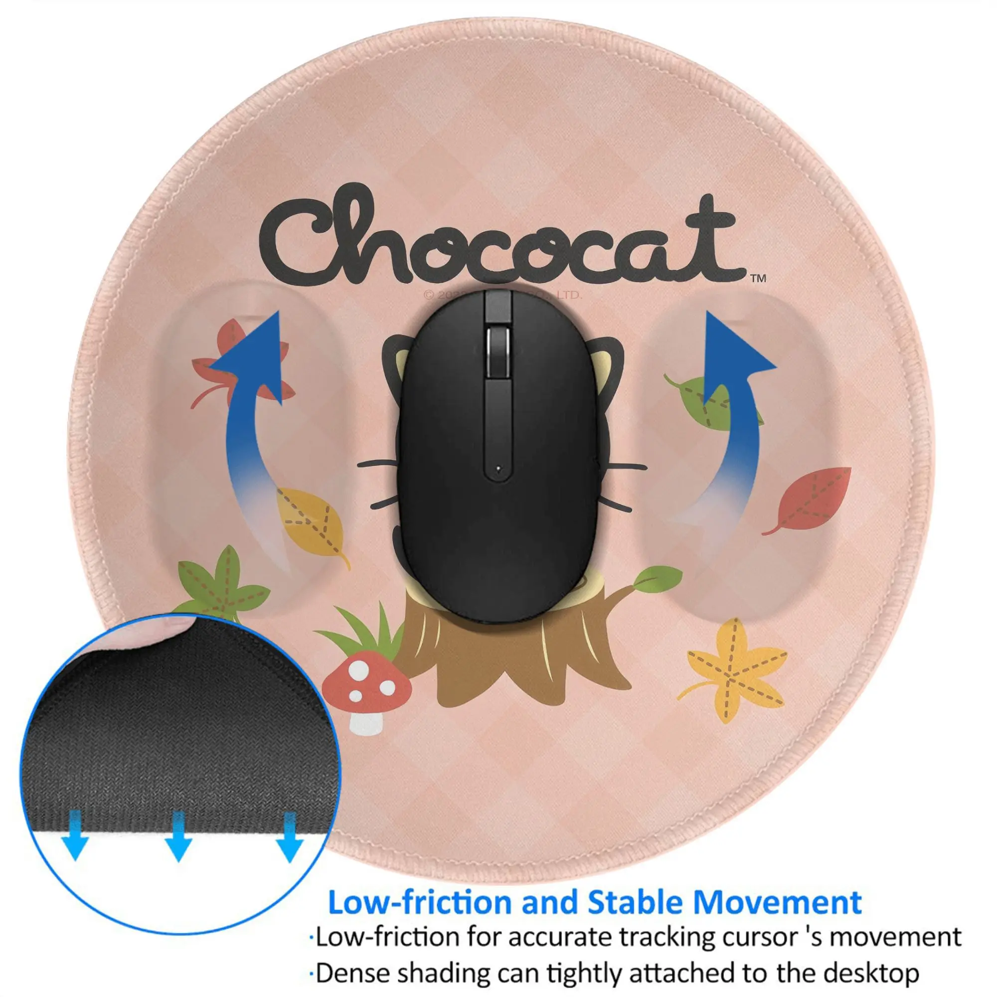 Chococat Ronde Mini Muismat Tapijt Antislipmat Desktop 8in Game Computer Mat Gaming Rubberen Muismat