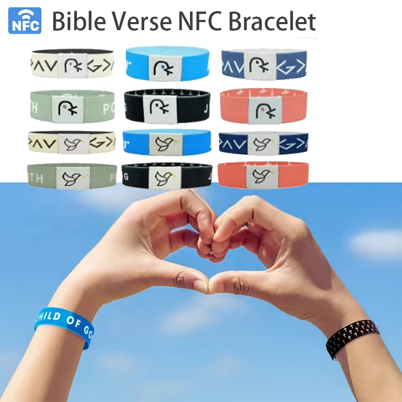 1Pc Bible Verse NFC Bracelet Daily Bible Verse Bracelets Wearable for Women Men Christian Daily Bible Verse Bracelet Jewelry
