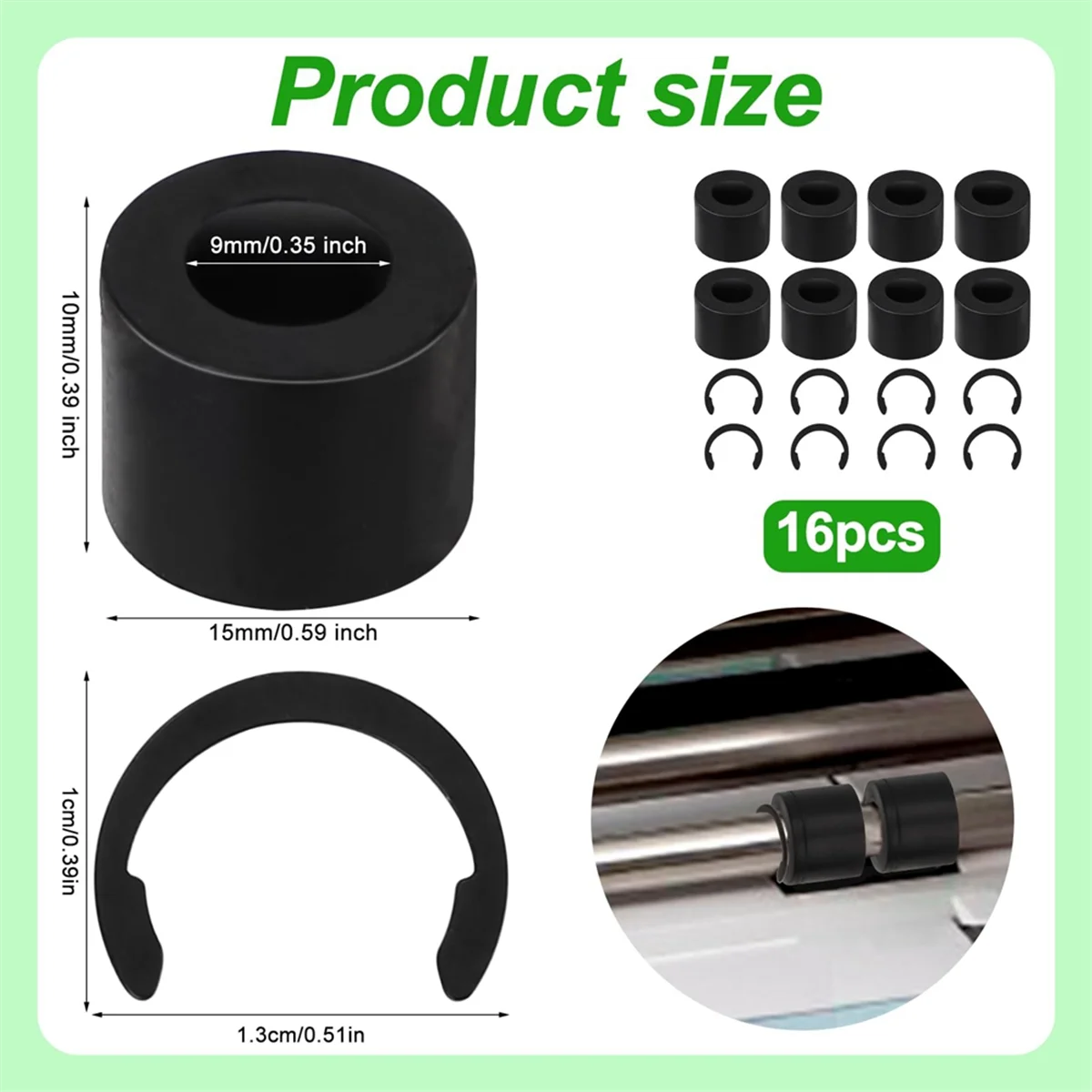 8Pcs Retaining Clip Rings for Cricut Maker and 8Pcs Rubber Roller Replacement, Keep Rubber From Moving