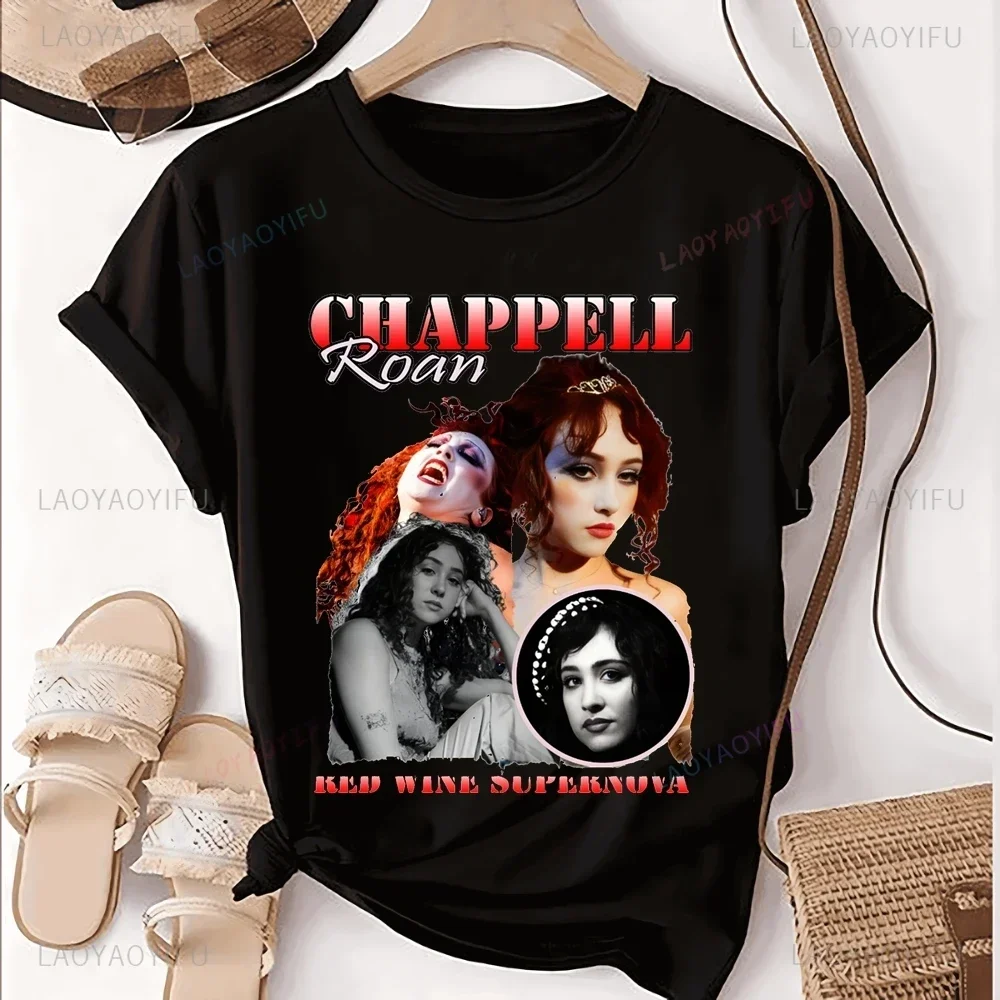 المغني شابيل روان تي شيرت مطبوع توب تشابيل روان محايد الاتجاه Harajuku قميص قصير الأكمام الجرافيك المتضخم القطن التي شيرت #5