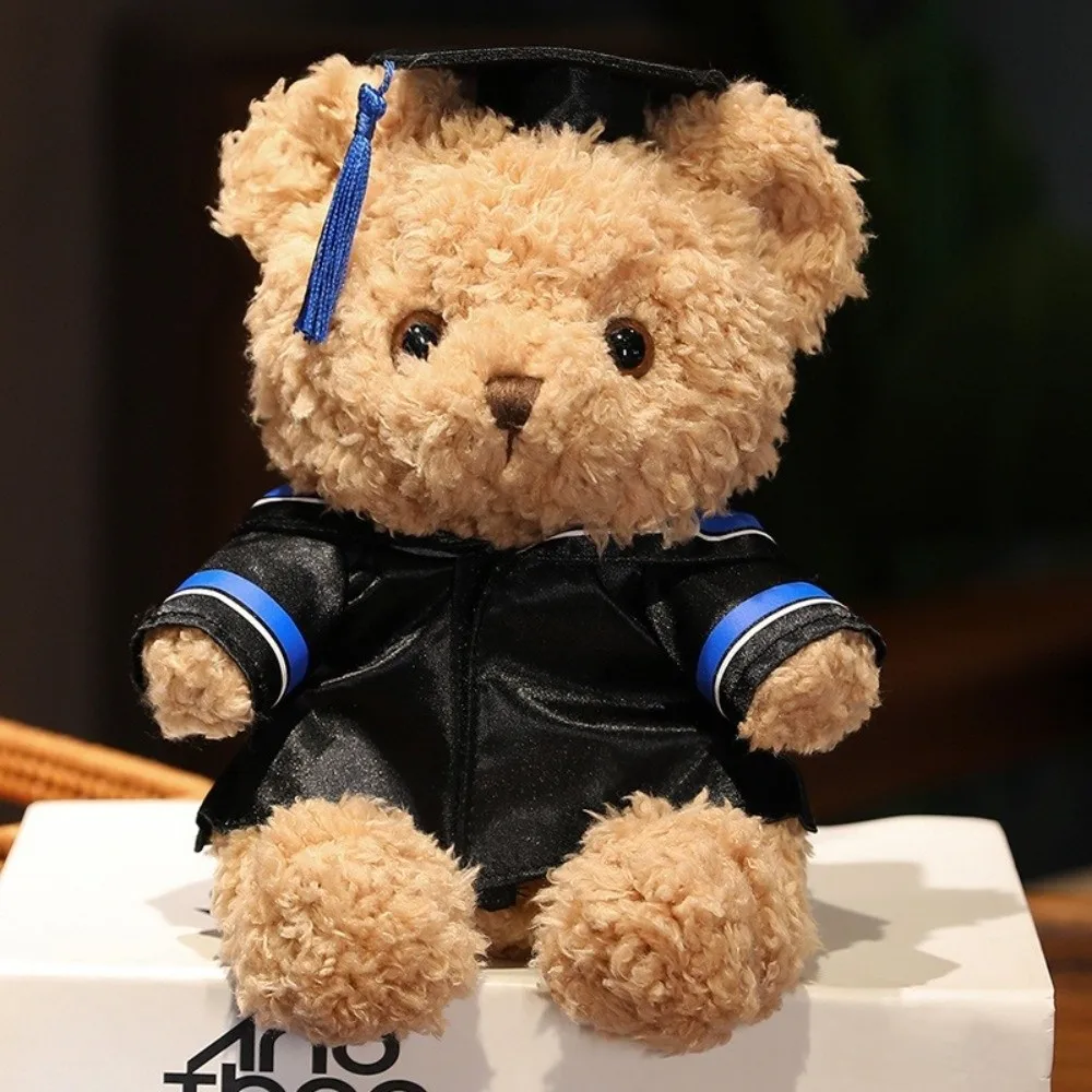 Soft 23cm Plush Bear Doll Doctor's Clothing Graduate Plush Dr. Bear Graduation Gown Sitting Bear Graduation Ceremony