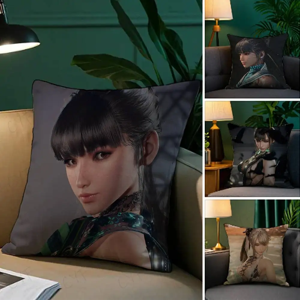 Hot Game Anime S-Stellar Blade Pillow Case Anti-dustmite Pillowcase Invisible zipper silky short plush Sofa cushion cover