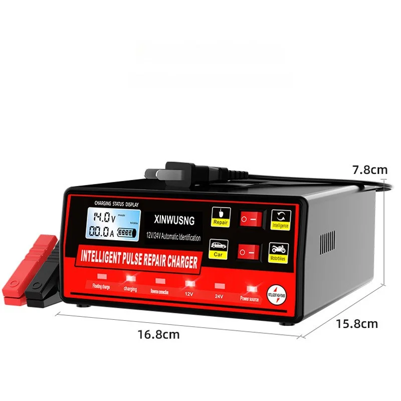 شاحن بطارية عالمي 12 فولت/24 فولت لسيارة دراجة نارية - نبض ذكي شحن سريع إصلاح نبض السيارات شاشة الكريستال السائل 600A الذروة #4