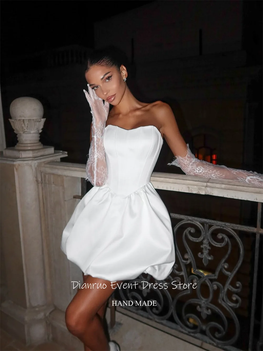 فستان زفاف Dianruo A Line بدون ظهر بدون حمالات طول قصير رشيق فيستدو نوفيا مدني عالي الجودة رداء De Mariée مخصص