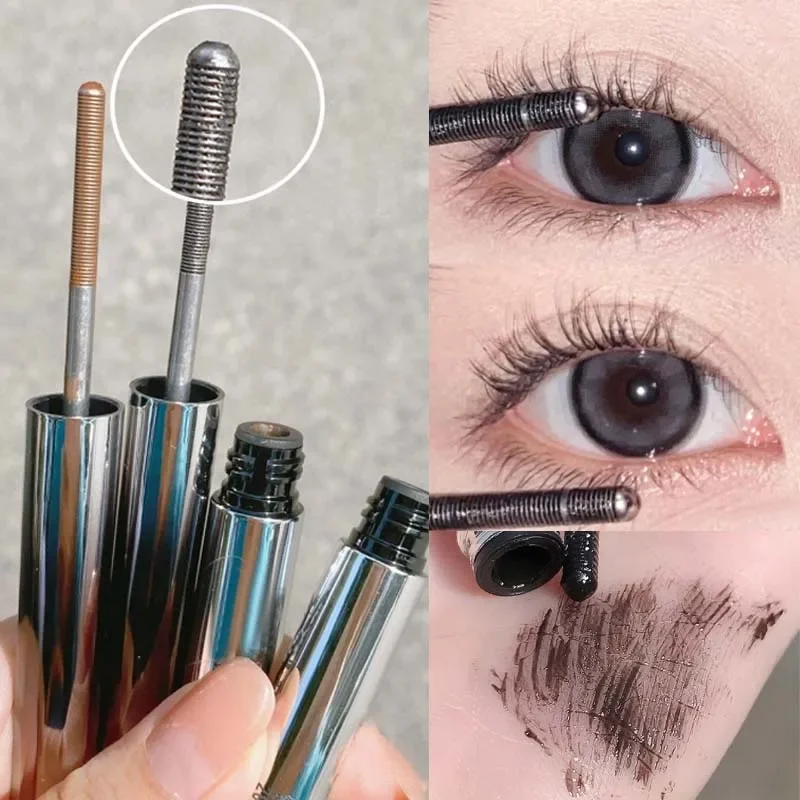 Waterproof Silk Fiber Mascara Metallic Head Black Brown Curling Lengthen Eyelash Extensions Non-smudge Eye Makeup Cosmetics Tool