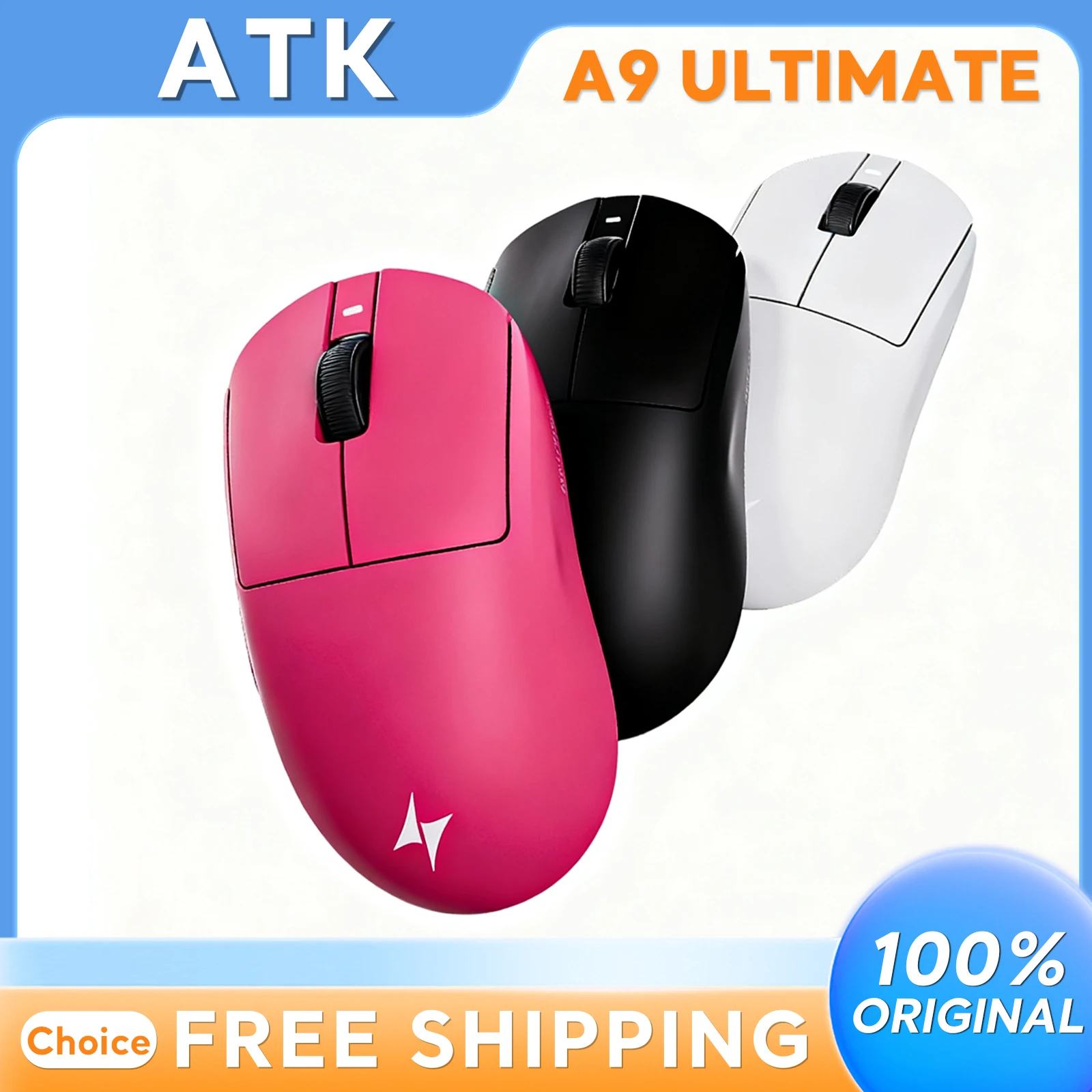 

Беспроводная игровая мышь Atk A9 Master Edition Ultimate, эргономичная компьютерная периферия Paw3950 с длительным сроком службы батареи