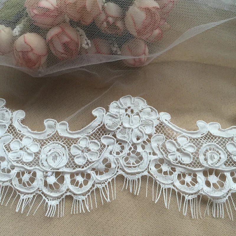 3 Meter/Lot. Wimpernspitzenbesatz für Hochzeitskleider, hochwertige Bordüre, romantische Blumen, DIY-Schleierkante. – Detail 11
