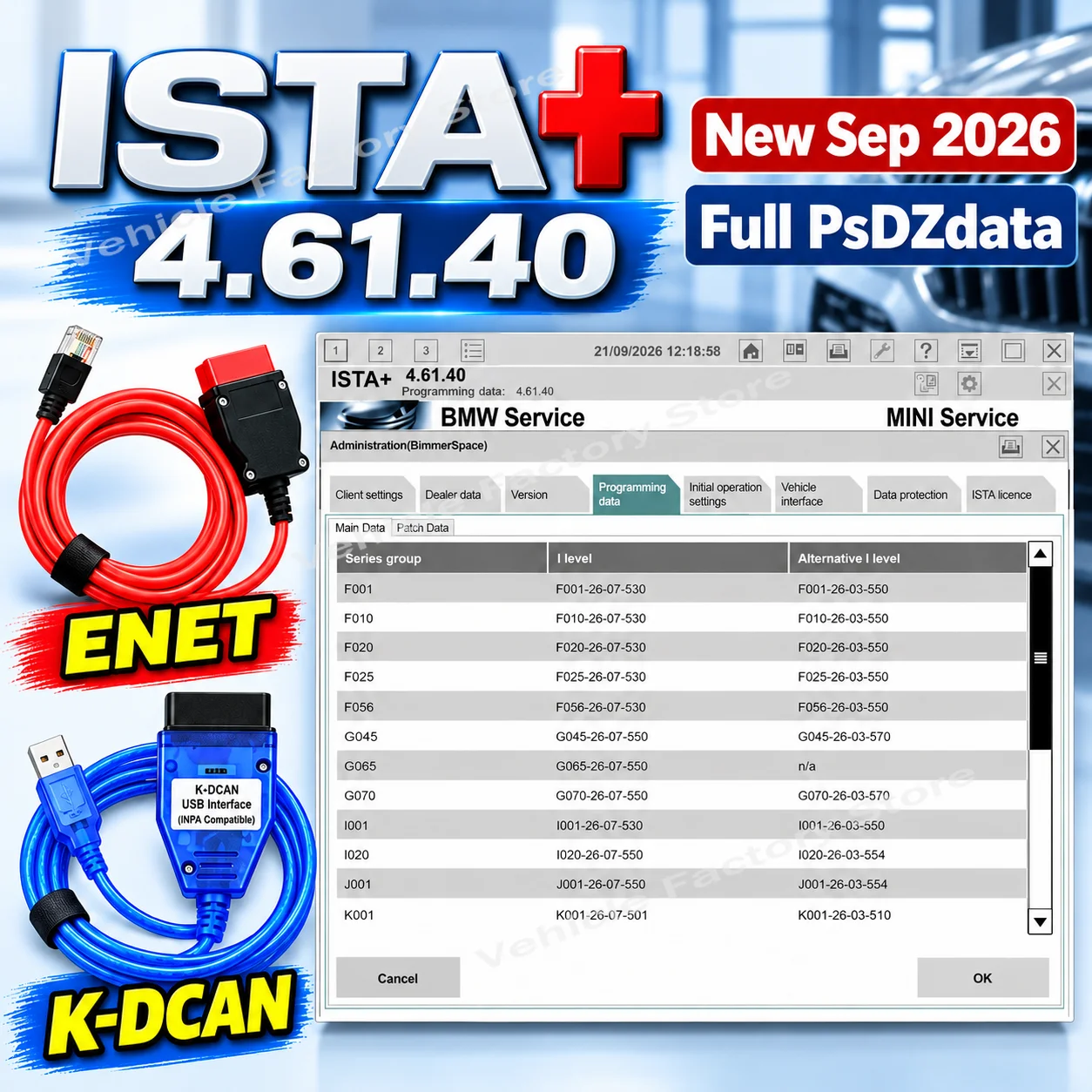 ISTA 4.61.40 Version 2026.09 ISTA & E-Sys for INPA K DCAN ENET Switch OBDII Diagnostic Interface Software Clear Fault Codes ECU