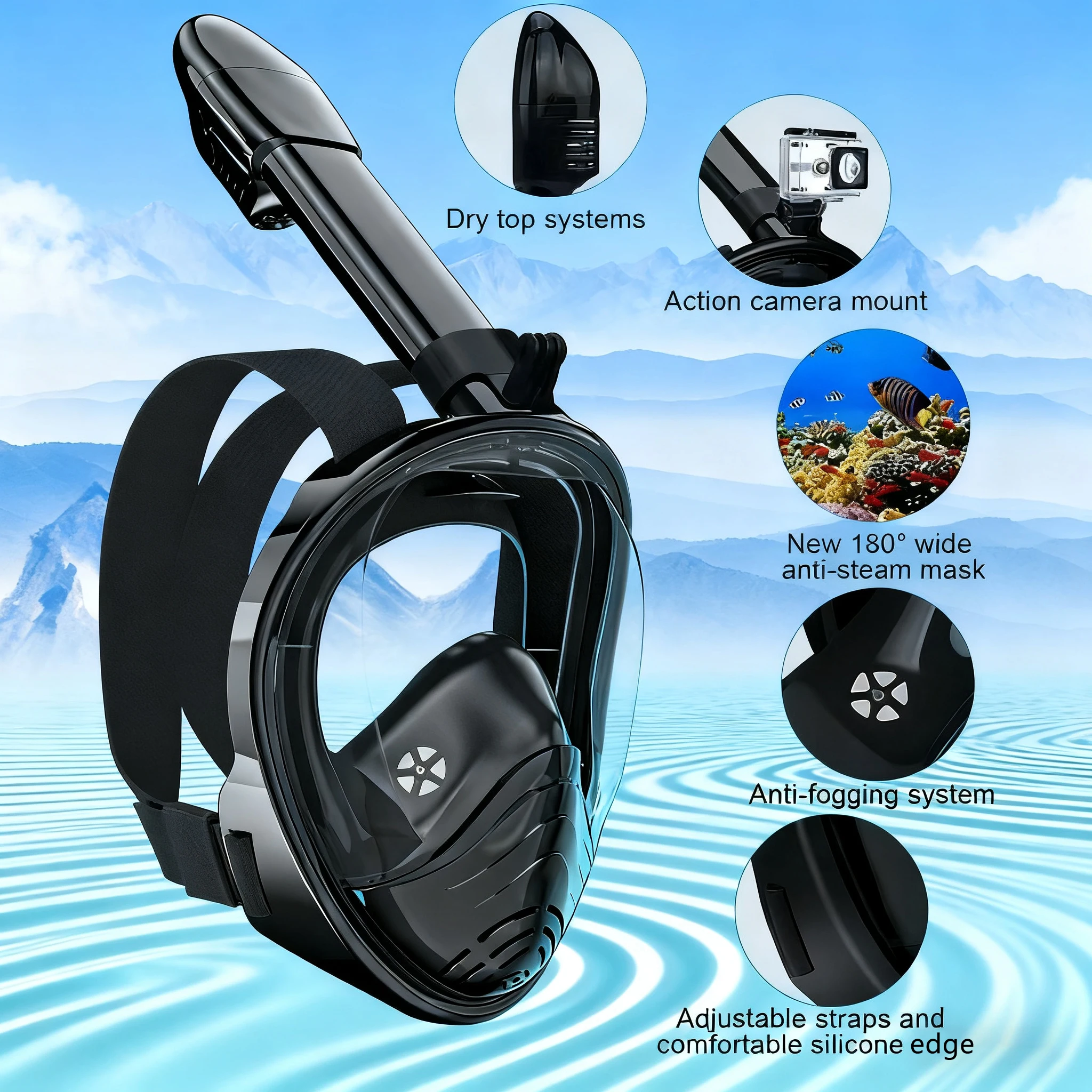 Full Face Snorkel Mask for Adu - đánh giá và giá Snorkel Mask Full Face