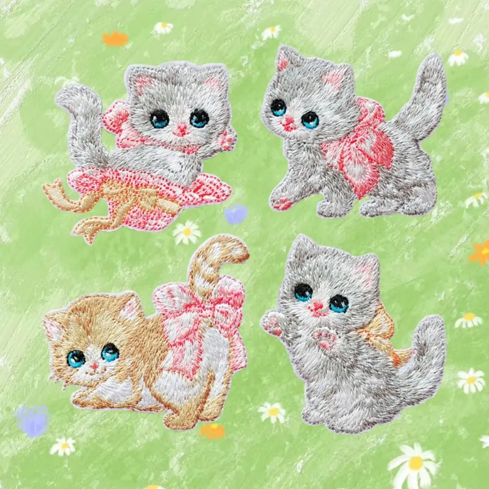 

Apparel Self-adhesive Cartoon Cat Embroidered Patch Clothes Stickers DIY Clothing Patch Cute Clothes Appliques Sewing