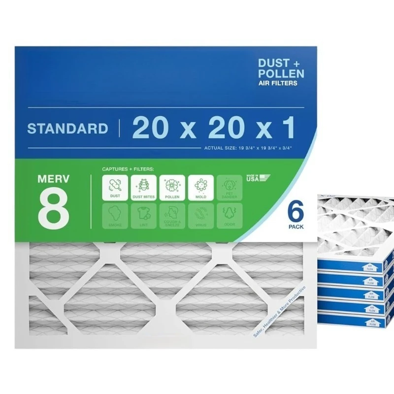

20x20x1 MERV 8 Air Filter 6 Pack HVAC Furnace AC Air Conditioning Filters for Dust Pollen