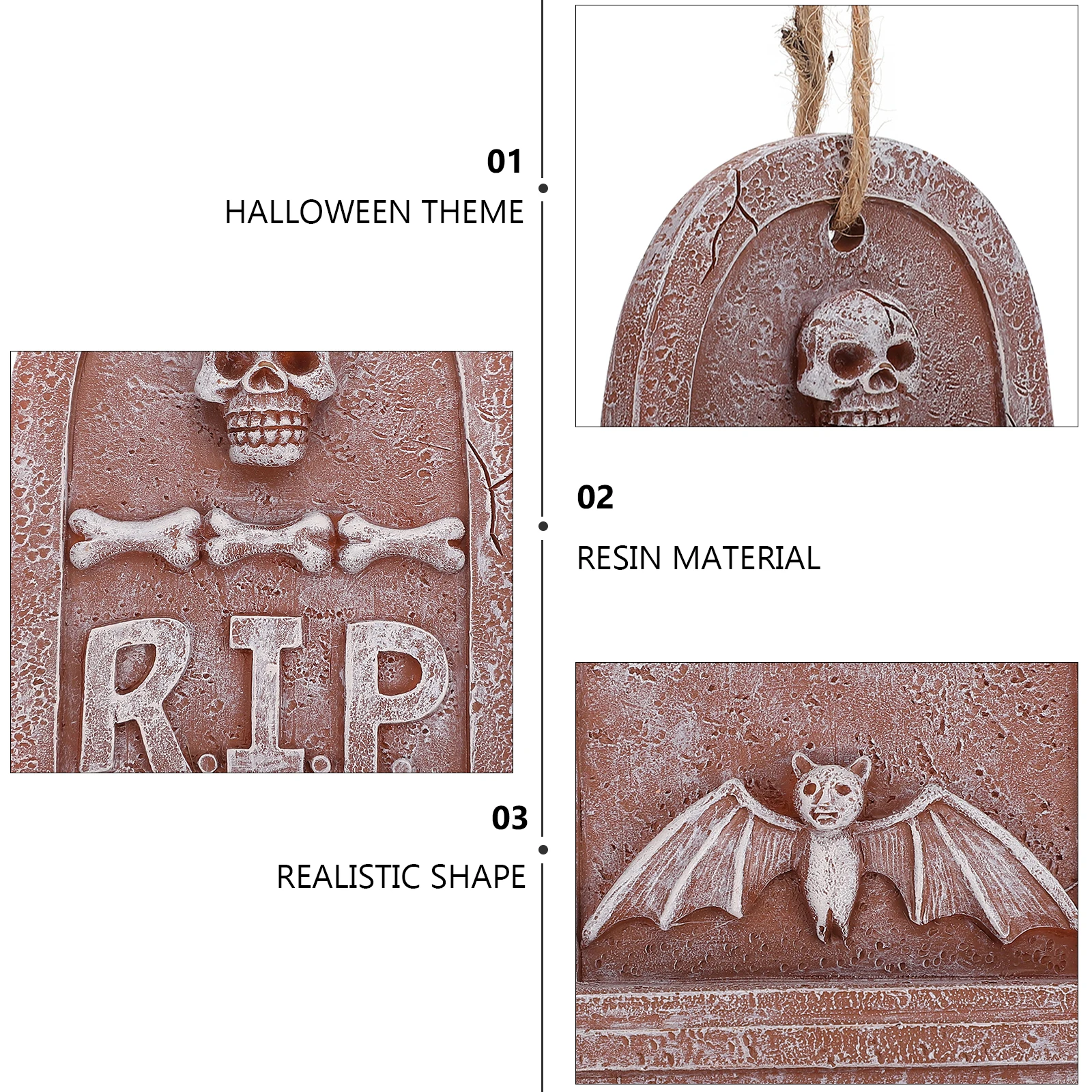 

Halloween Resin Tombstone Pendant Long Serving Life Spooky Graveyard Decor Prank Prop Halloween Tombstone
