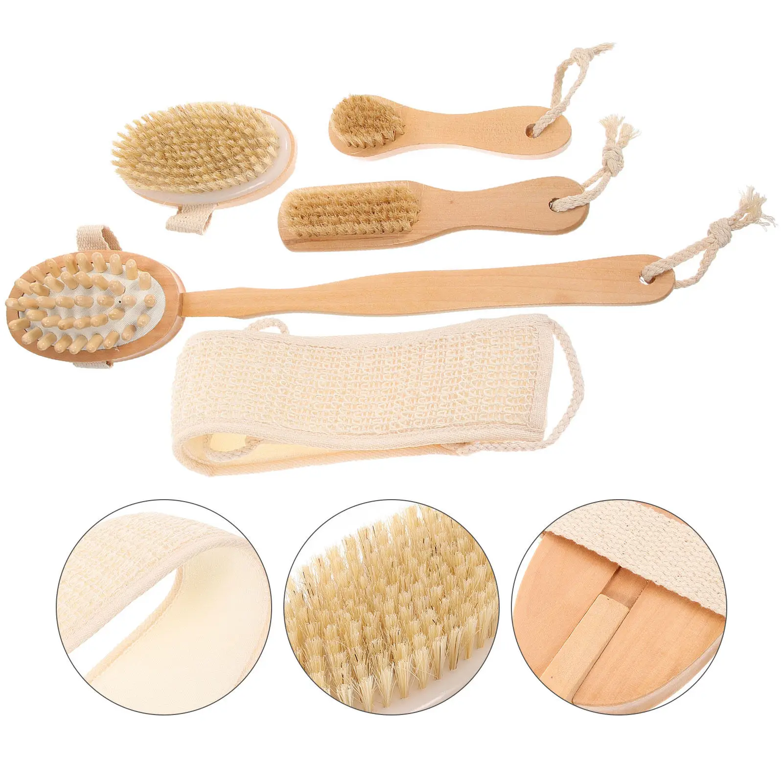 

5pcs Bathing Set Exfoliating For Body Scrub Loofah Shower Back Cleaning Tool All Skin Types Bath Loofah Shower Brush Scrub Brush