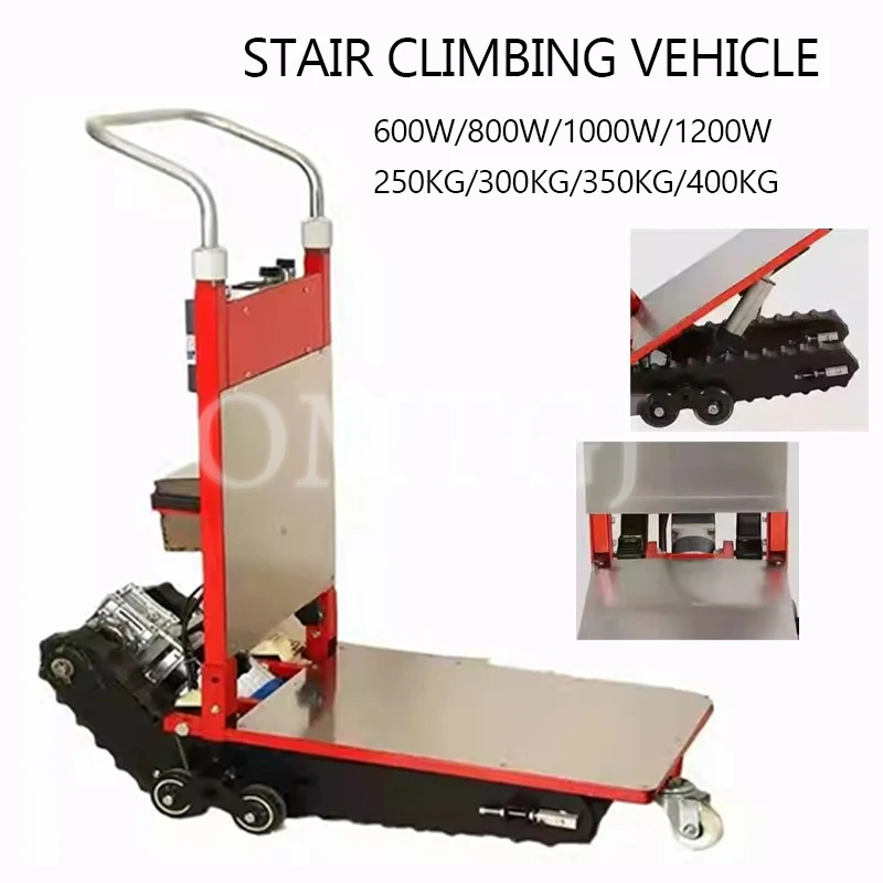 400KG Silent Electric Stair Climbing Vehicle Cargo Handling Cart Crawler-type Up and Down Stair Climber Folding Angle Adjustable