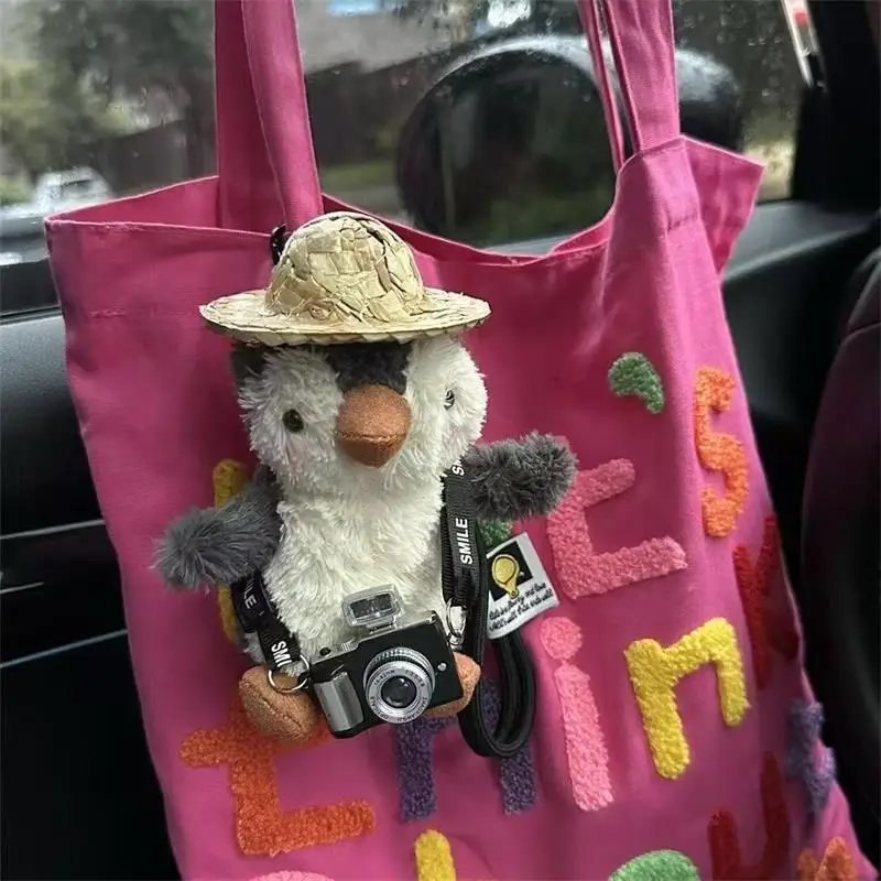 Dessin animé mignon pingouin en peluche poupée jouets porte-clés pendentif sac suspendus ornements sac à dos charme Girly porte-clés cadeau d'anniversaire de noël