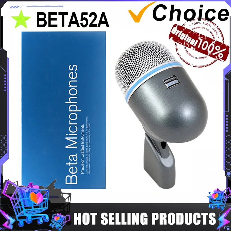 BETA52 BETA52A Drum Microphone Instrument Kick Drum Bass Mic Metal Dynamic Drum Snare Kick Mic Kick-out Big Bass