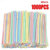 50-1000 Pcs Multicolor Drinking Straws Rietjes Milk Tea Bar Party Wedding Kitchen Home Accessories Beverage Black Straw Wholesal