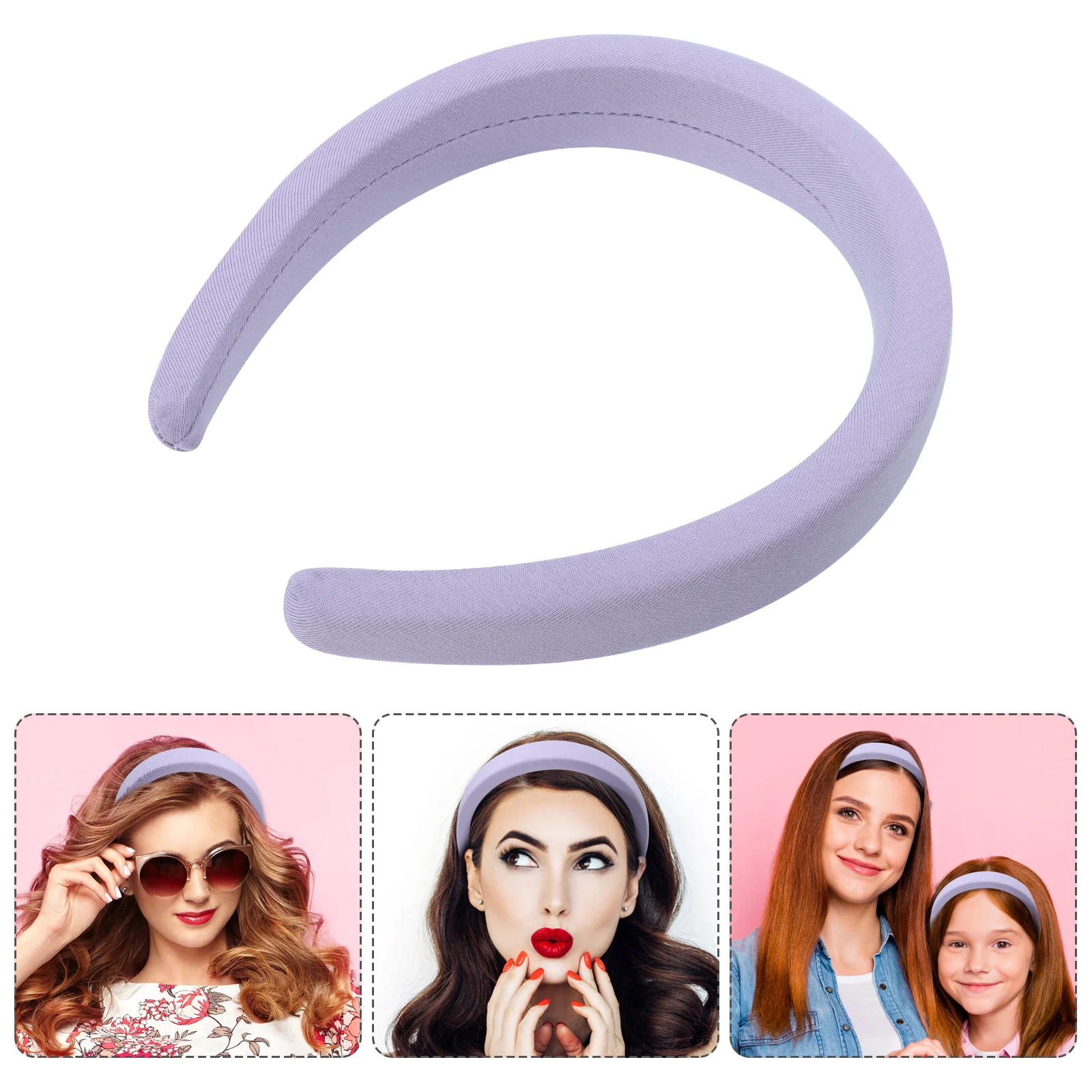 Diadema de esponja gruesa para mujer, decoración para el cabello color crema puro ancho, diadema ancha para niña y mujer