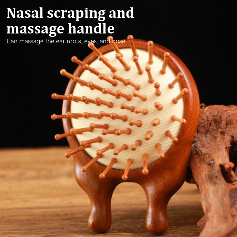 

1pcs Natural Sandalwood Comb Scalp Massage Relax Airbag Brush Head Blood Circulation Smooth Hair Anti Static Wooden Massage