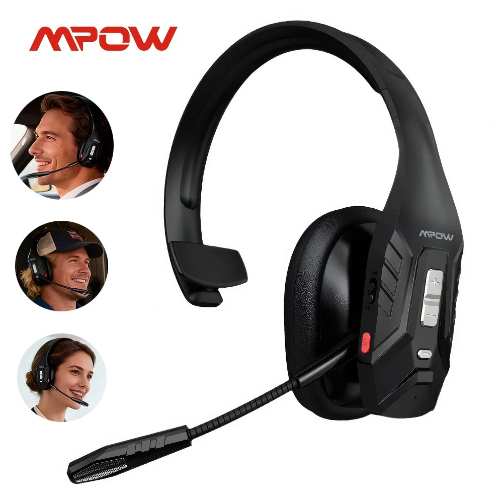 Mpow DH10 Bluetooth V5.3 Headset Wireless Truck Driver Headphones 65 Hrs Hands-free Call Headset with Mic for Call Center Office