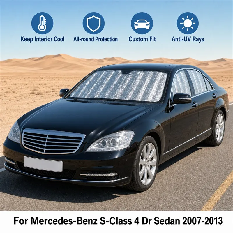 For Mercedes-Benz S-Class 4 Dr Sedan 2007-2013 Car Window Sunshades UV Block Privacy Heat Insulated Foldable Car Curtain