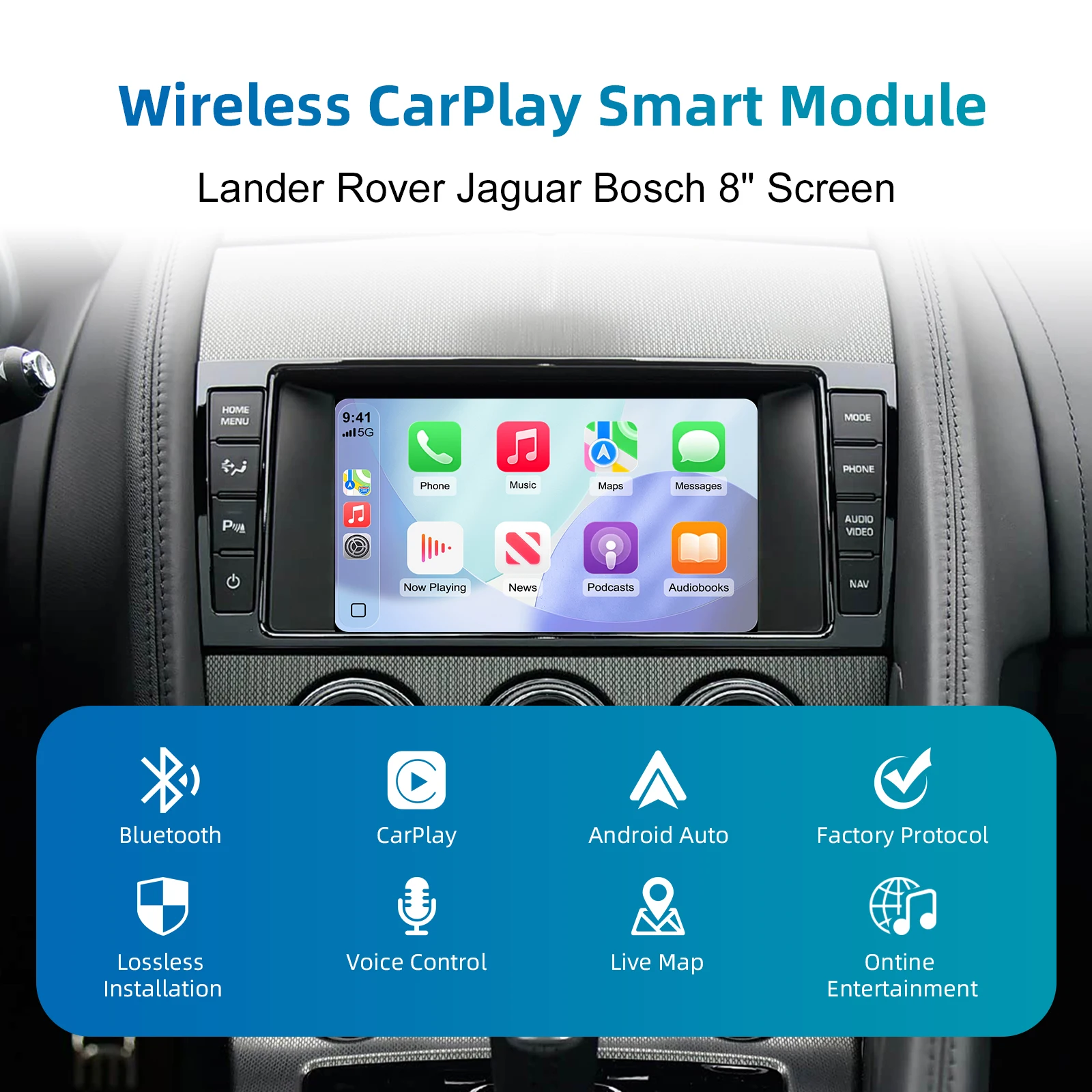 Wireless CarPlay Android Auto CarPlay Interface Screen Upgrade Retrofit Kit Decoder Box for Jaguar XE XF XJL F-TYPE 2012-2016