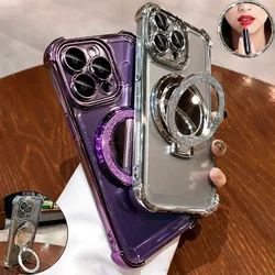 Glitter Makeup Mirror Case For Samsung Galaxy A55 A54 A15 A51 A02 A25 A24 A33 A04E A04 A32 A13 A06 A02S A16 cover Plating Holder