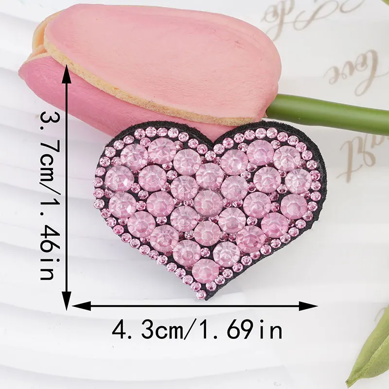 10 Stück herzförmige Diamant-Aufnäher zum Aufbügeln auf Kleidung, für DIY-Haarspangen und als Dekorationspatch. – Detail 10