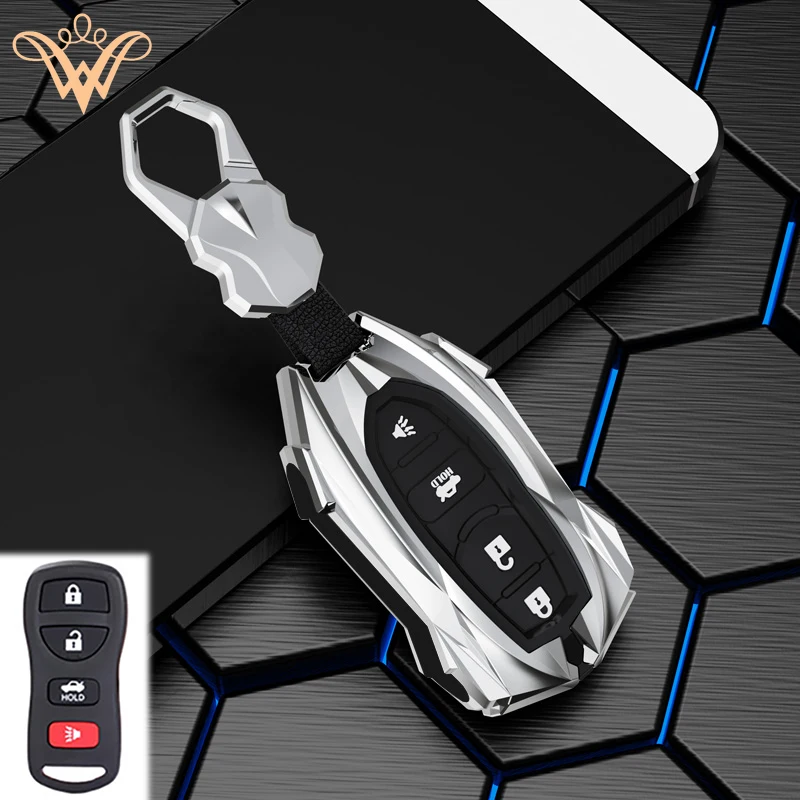 

Zinc Alloy Car Key Cover For Nissan 350Z Maxima Sentra Armada Titan Kicks Murano Smart Remote Control Protect Case Keychain