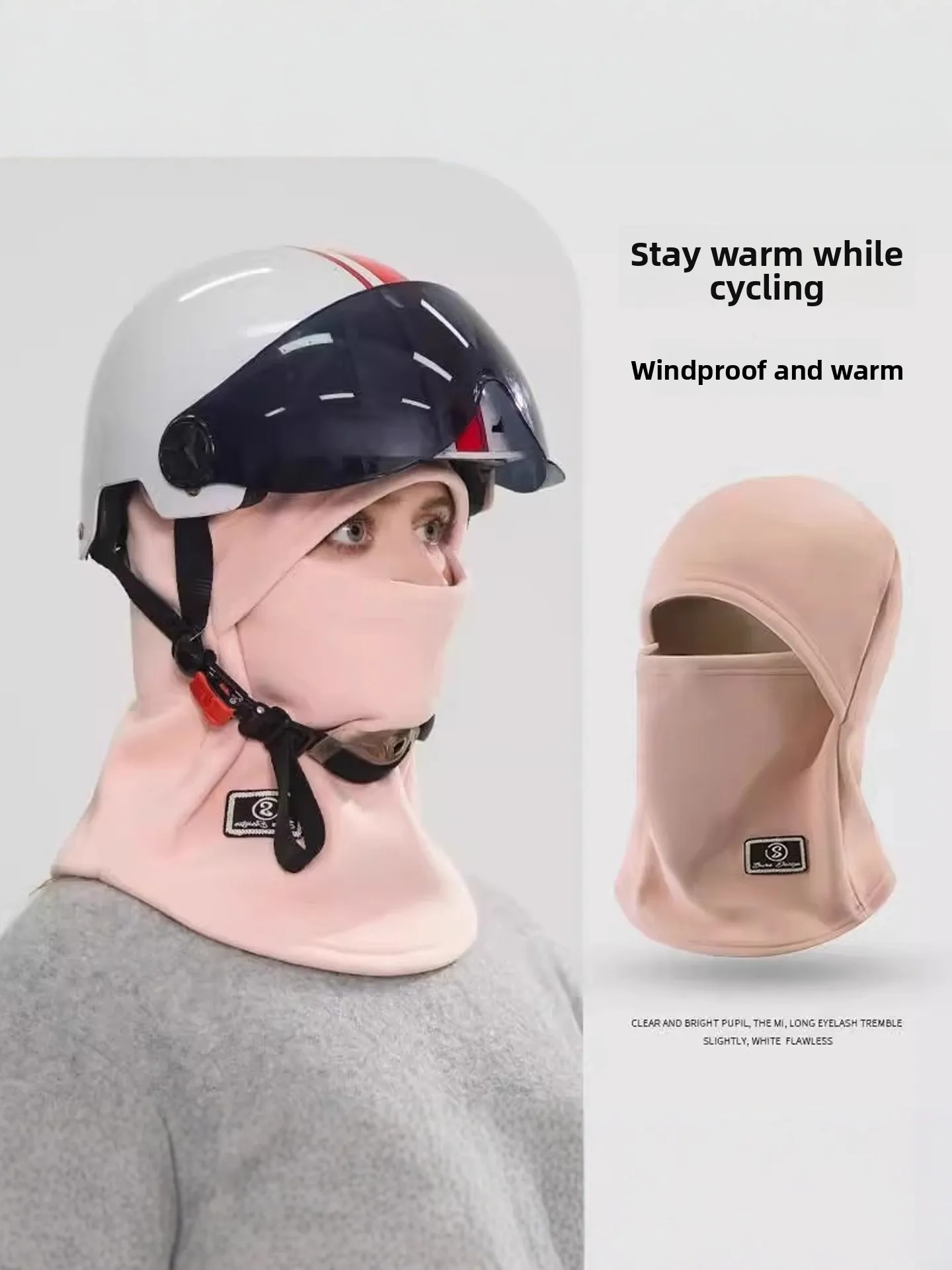 Thickened Fleece Winter Hat Scarf Integrated Windproof Face Mask Cycling  Vehicle Warmth Retention round Top Unisex