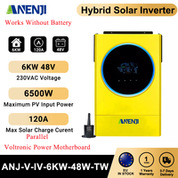 6.2KW 6KW 48V Hybrid Solar Inverter MPPT Photovoltaic 230VAC Pure Sine Wave 120A Solar Charger PV 500VDC for Solar Panels