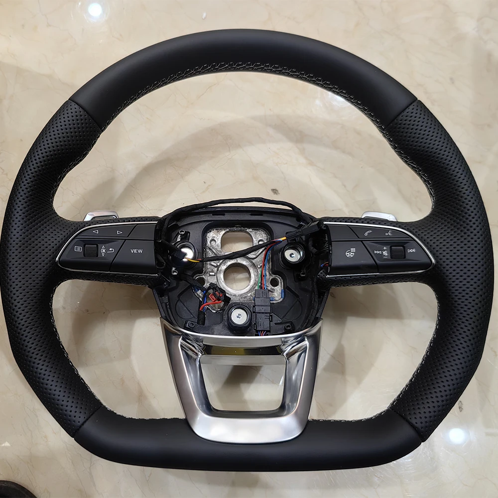 

Кожаный руль с подогревом и плоским дном для q5 sq5 2019-2022025, полуперфорированный спортивный руль с подогревом, с подогревом