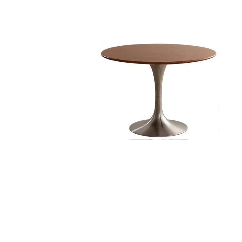 

Nordic retro home round dining table, wood modern simple round table, tulip stainless steel negotiation