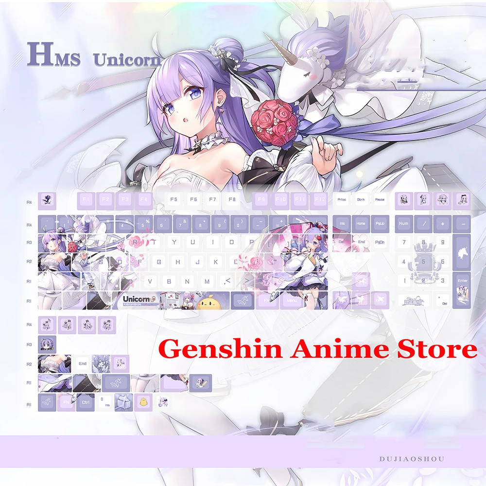 juego-azur-lane-hms-unicornio-pbt-teclas-accesorios-de-cosplay-eje-lateral-grabado-sublimacion-termica-rgb-teclas-mecanicas