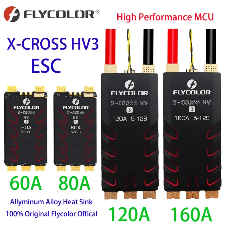 

100% Оригинальный FLYCOLOR X-CROSS HV3 60A/80A/120A/160A ESC 5-12S для RC FPV гоночных дронов BL-32 bit 5-12S