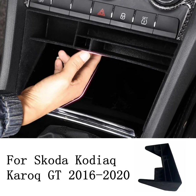 For Skoda Kodiaq Car Central Console Storage Box Multi-grid Stowing Tidying Large Capacity Container For Volkswagen