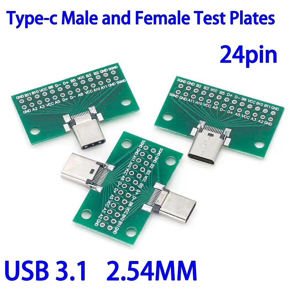 

Type-C Male to Female USB 3.1 Test PCB Board Adapter Type C 24P 2.54mm Connector Socket For Data Line Wire Cable Transfer