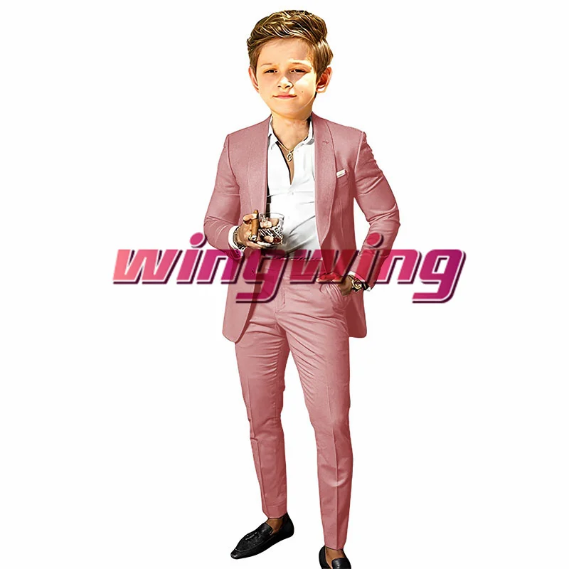 Brown Boys Suit Jacket Pants Set of 2 Fashion Wedding Tuxedo Shawl Collar Blazer for Kids 2-16 Year Clothes