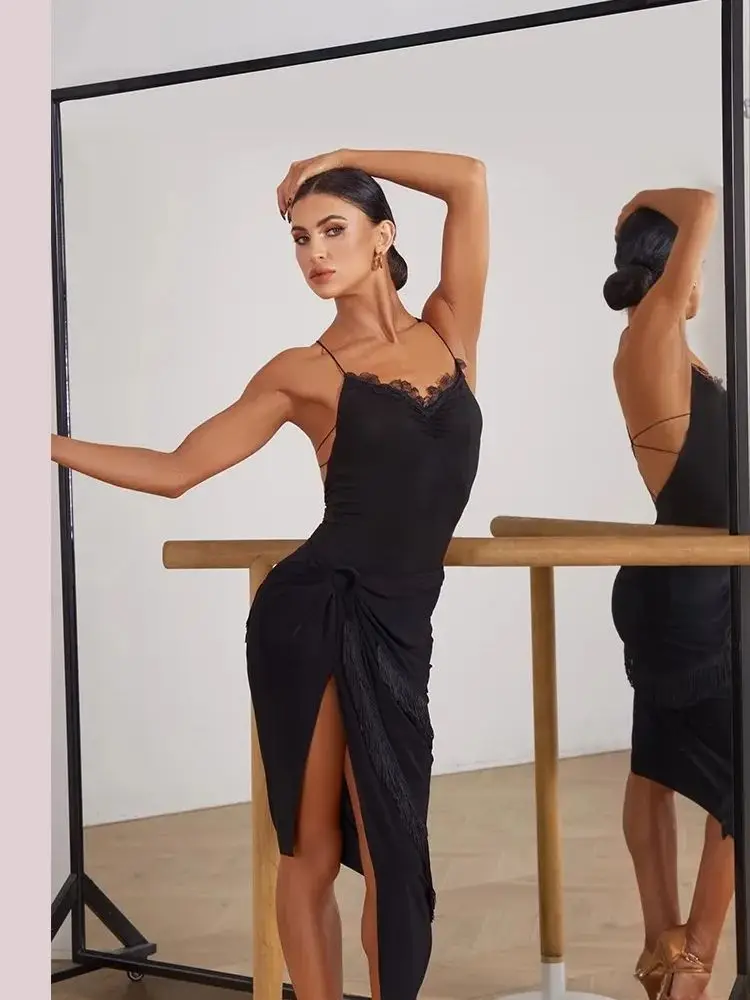ZYM Latin Dance Butterfly Bodysuit with Bra Lace Latin Dancing Practice Top #2439