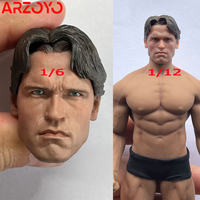 1/6 or 1/12 Arnold T800 Schwarzenegger Head Sculpt Head Carving Model Fit  Male Soldier Action Figure Body