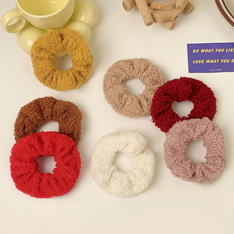 Peluche Teddy Velluto Scrunchies Elestino crasso Fascette per capelli Accessori per capelli retrò francesi per donne Ragazze Corbatas Para El Cabello