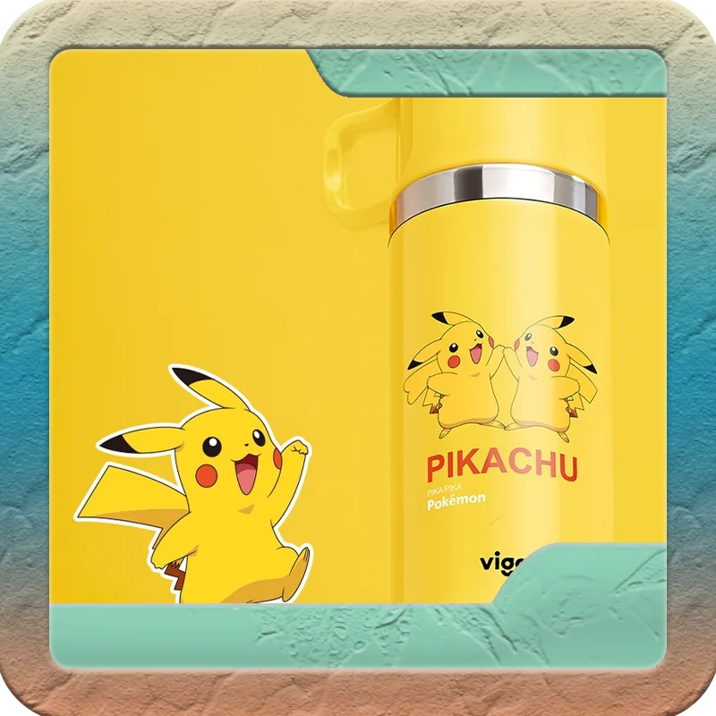 400mlpokemon Soft Straw Water Cup Pikachu Mewtwo Convenient Silicone Straw Drink Bottle Outdoor Leak Proof Sports Water Cup Gift