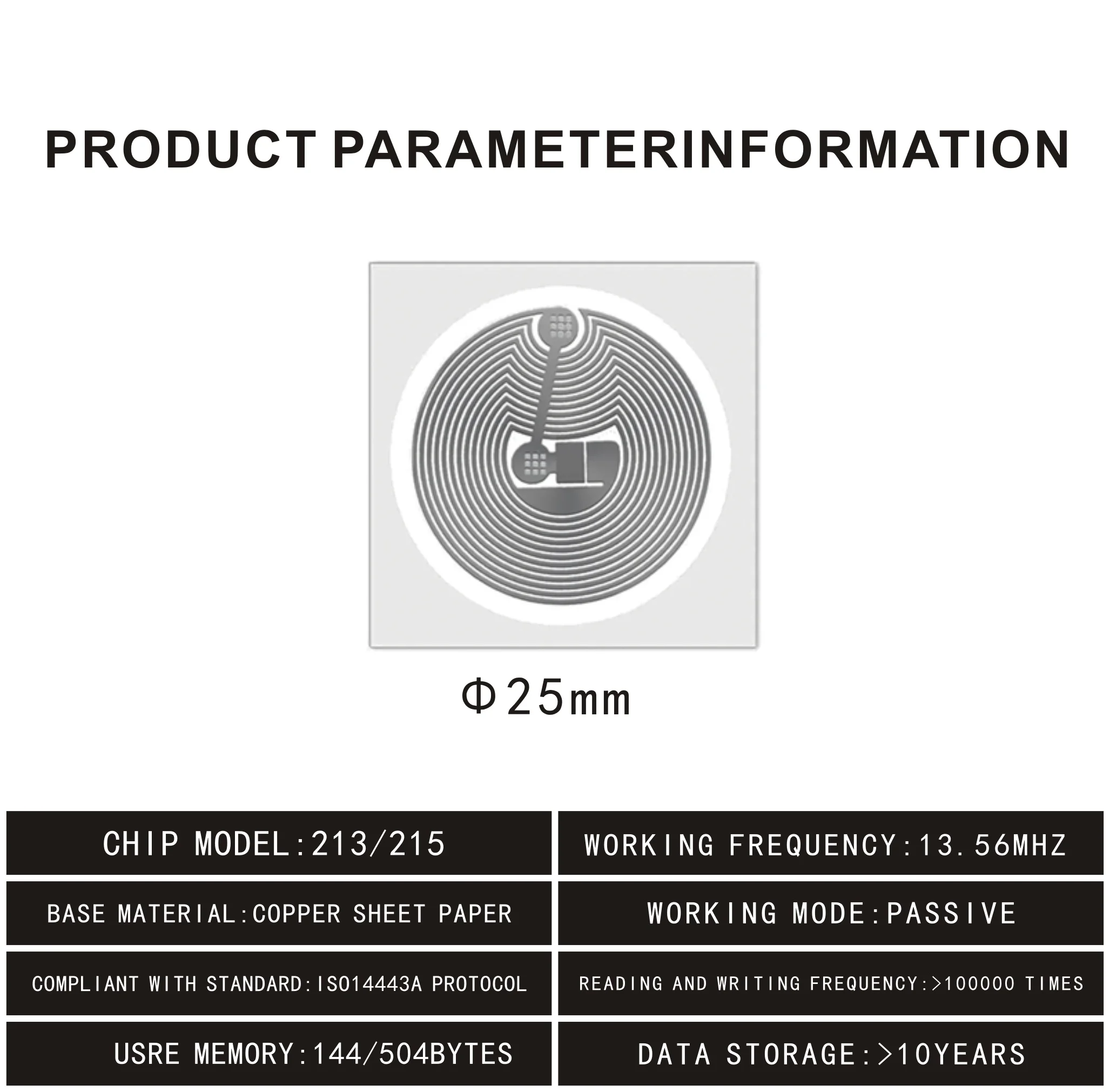 Imagem -02 - Etiqueta Adesiva Rfid Adesivos Tag Nfc Telefone Disponível Iso14443a 1356 Mhz Ntag215 10 Pcs 50 Pcs 100pcs