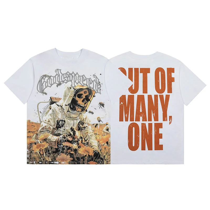 Summer God 2026 Speed Skeleton Man Short-sleeved Men's Summer High Street American Dark T-shirt - T-shirt for Men and Women