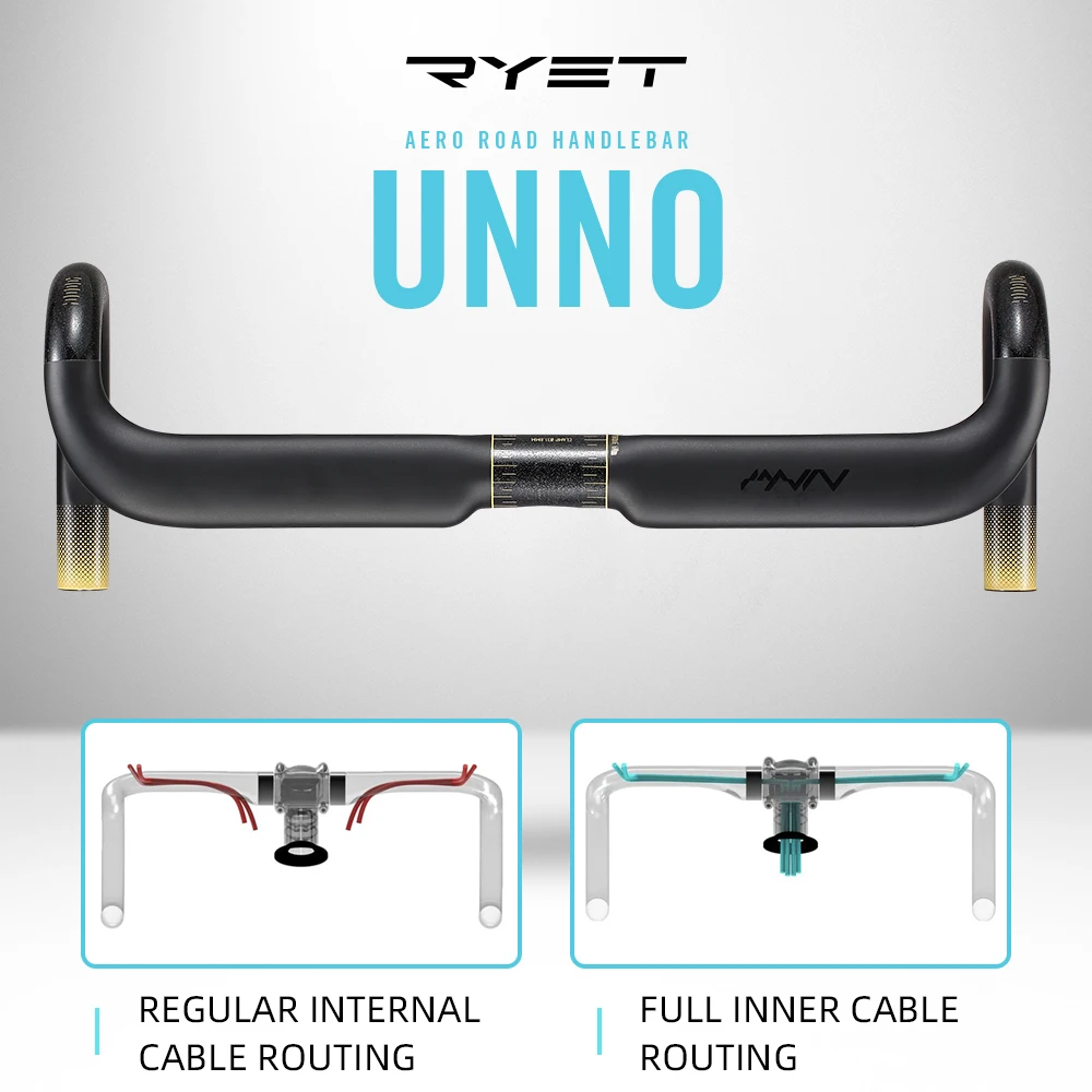 RYET UNNO Carbon Handlebar Road Bike UD Matt Ultralight Handle Bar Bicycle Bent Bar 40 42 44cm HandleBar 31.8mm Cycling Parts