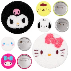 Cute White Dog Tinplate Pin Button Brooch Kawaii Anime Towel Embroidery Badges Lapel Clothes Backpack Jewelry Girls Gift