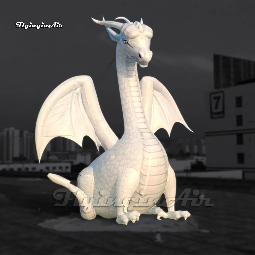 

Amazing Large White Inflatable Dragon Legendary Mysterious Air Blow Up Flying Ice Dragon With Wings For Carnival Event