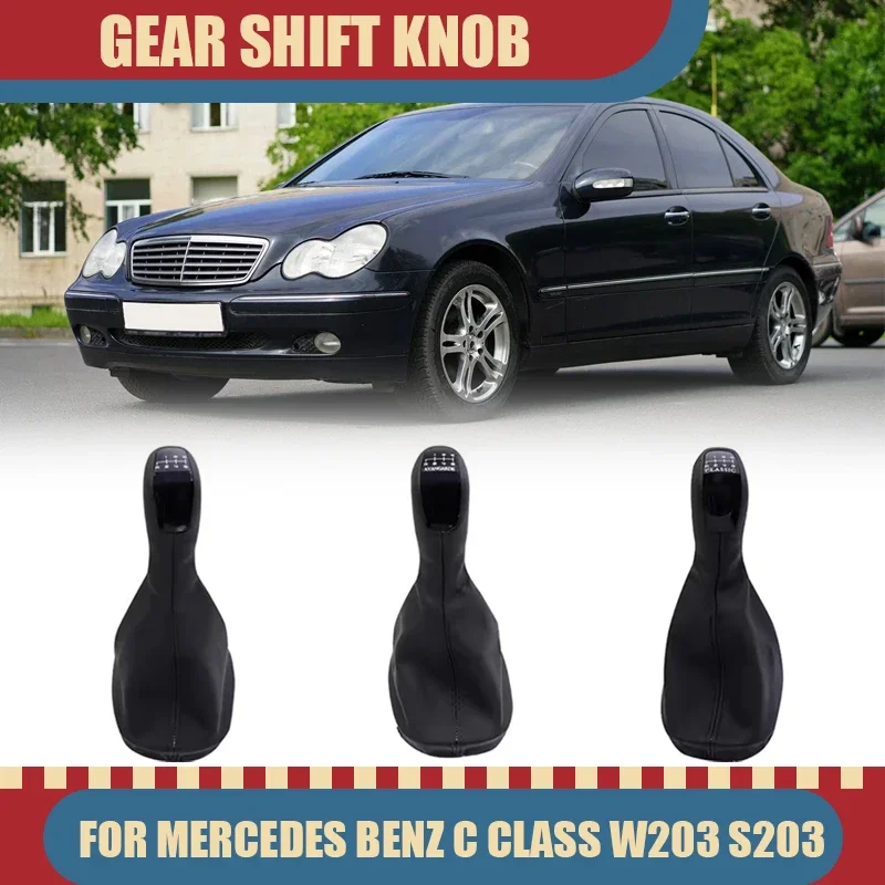 

New Product 5/6 Speed Car Gear Shift Knob Shifter With Leather Dust-Proof Cover For Mercedes Benz C Class W203 S203 Car Interior