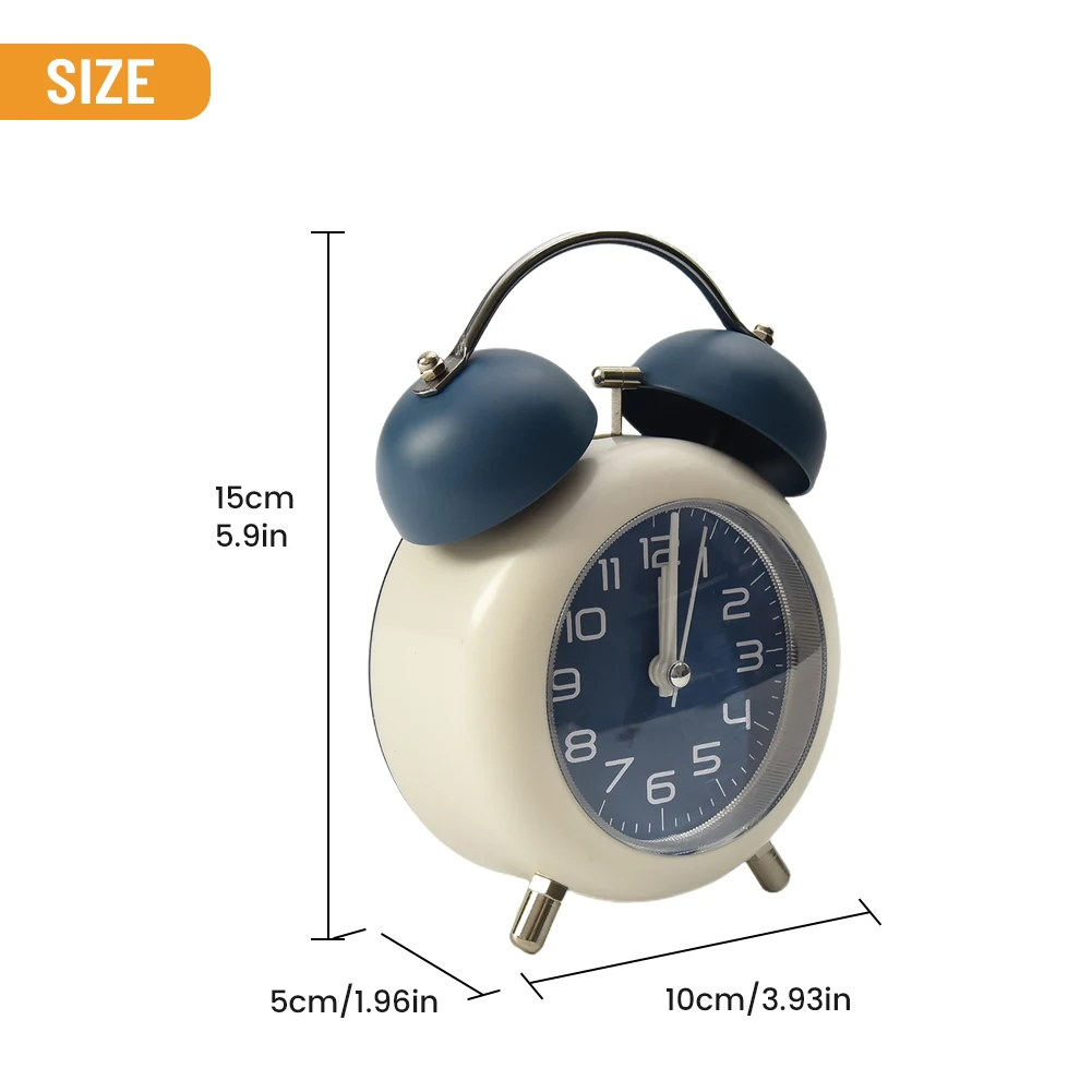 Metal Twin Bell Alarm Clock with Night Light Loud Alarm for Heavy Sleepers Suitable for Use in For Dormitory and Office